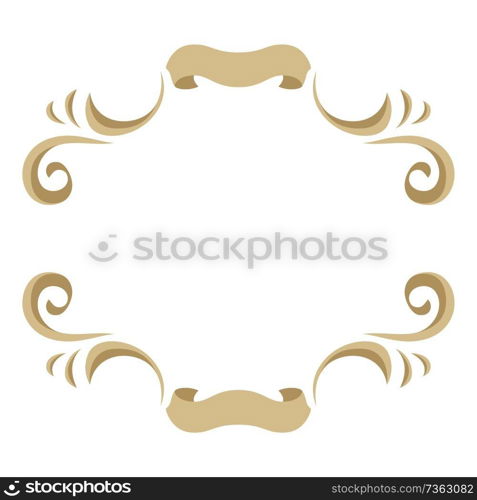 Frame with ornamental floral gold elements. Caltgraphic curls.. Frame with ornamental floral gold elements.