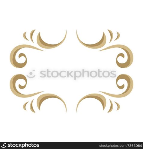 Frame with ornamental floral gold elements. Caltgraphic curls.. Frame with ornamental floral gold elements.