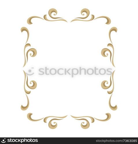 Frame with ornamental floral gold elements. Caltgraphic curls.. Frame with ornamental floral gold elements.