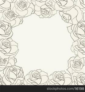 Frame with roses. Vector illustration.