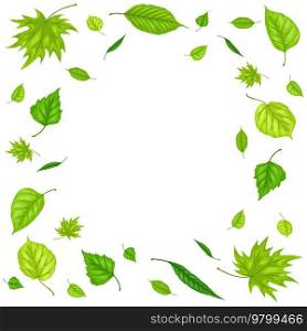 Frame with spring leaves. Beautiful decorative natural foliage.. Frame with spring leaves. Beautiful decorative foliage.