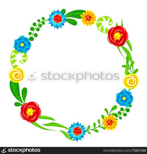 Frame with summer flowers. Beautiful decorative natural plants, buds and leaves.. Frame with summer flowers.