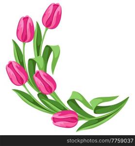 Frame with tulips flowers. Beautiful decorative spring plants. Natural illustration.. Frame with tulips flowers. Beautiful decorative spring plants.