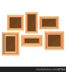 Frame wooden vector picture photo background design empty isolated flat corner border gallery