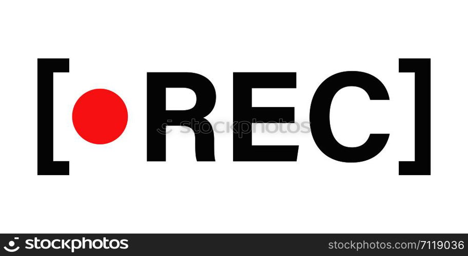 Framed isolated vector recording sign. Currently recording. rec symbol. EPS 10. Framed isolated vector recording sign. Currently recording. rec symbol.