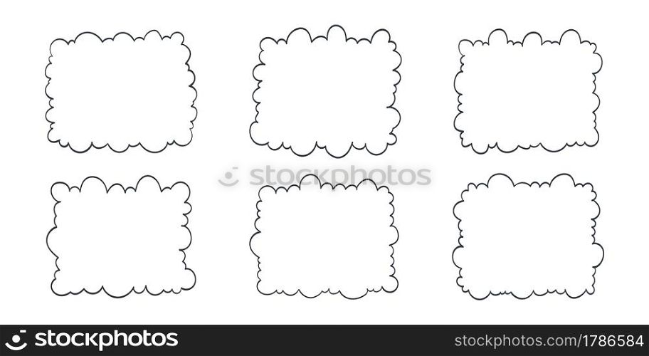 Frames in the form of clouds. Hand-drawn frames. Vector illustration
