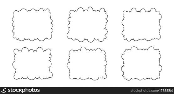 Frames in the form of clouds. Hand-drawn frames. Vector illustration