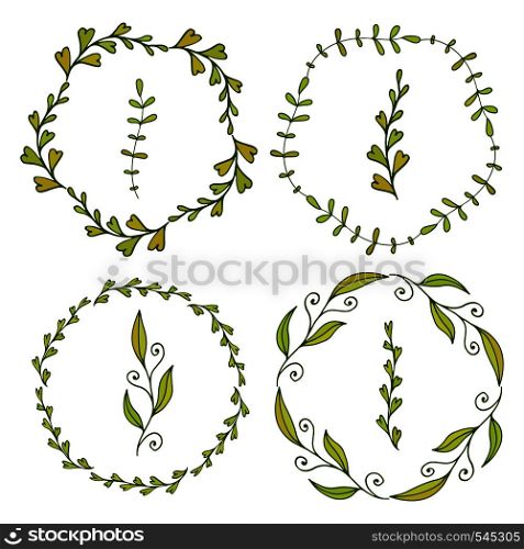 Frames with cute leaves. Spring decoration for banners, greeting and invitation cards, covers, package design.. Frames with cute leaves. Spring decoration for banners, greeting and invitation cards, covers, package design