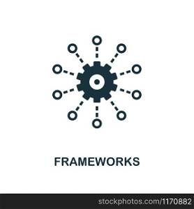 Frameworks icon. Monochrome style design from big data collection. UI. Pixel perfect simple pictogram frameworks icon. Web design, apps, software, print usage.. Frameworks icon. Monochrome style design from big data icon collection. UI. Pixel perfect simple pictogram frameworks icon. Web design, apps, software, print usage.