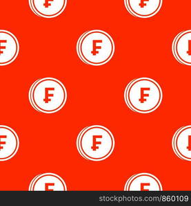 Franc coins pattern repeat seamless in orange color for any design. Vector geometric illustration. Franc coins pattern seamless