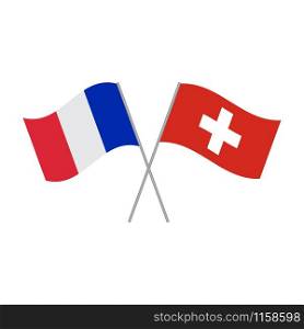 France and Switzerland flags vector isolated on white background