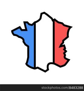 france country map flag color icon vector. france country map flag sign. isolated symbol illustration. france country map flag color icon vector illustration