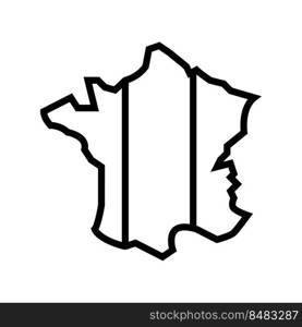 france country map flag line icon vector. france country map flag sign. isolated contour symbol black illustration. france country map flag line icon vector illustration