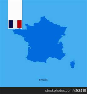 France Country Map with Flag over Blue background. Vector EPS10 Abstract Template background
