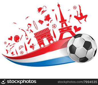 FRANCE flag and symbol set with soccer ball