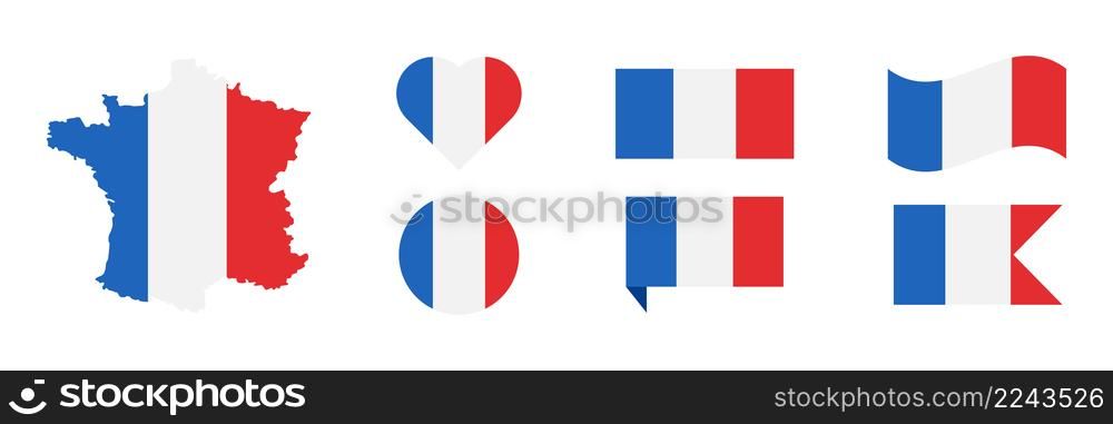 France flag icon set. France flags tag collection. EPS 10.. France flag icon set. France flags tag collection.