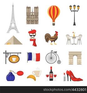 France Icons Set. France Icons Set.France Vector Illustration.France Flat Symbols.Paris Design Set. Paris Elements Collection.