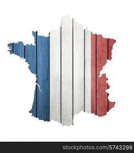 France Map With Wooden Flag On A White Background