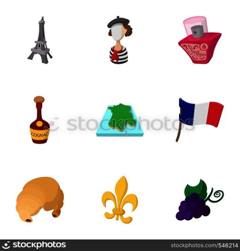 France Republic icons set. Cartoon illustration of 9 France Republic vector icons for web. France Republic icons set, cartoon style