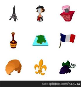 France Republic icons set. Cartoon illustration of 9 France Republic vector icons for web. France Republic icons set, cartoon style
