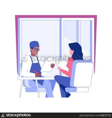 Franchise disclosure document isolated concept vector illustration. Business partners signing document about buying a franchise, food business, distributorship contract vector concept.. Franchise disclosure document isolated concept vector illustration.