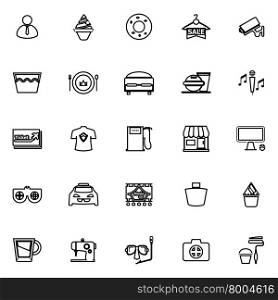 Franchisee business line icons on white background, stock vector