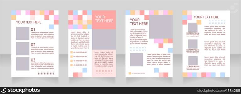 Franchising promotion blank brochure layout design. Business development. Vertical poster template set with empty copy space for text. Premade corporate reports collection. Editable flyer paper pages. Franchising promotion blank brochure layout design