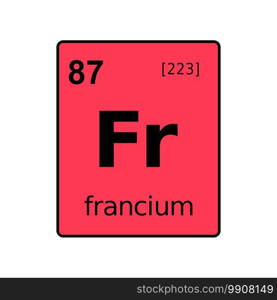 Francium chemical element of periodic table. Sign with atomic number.
