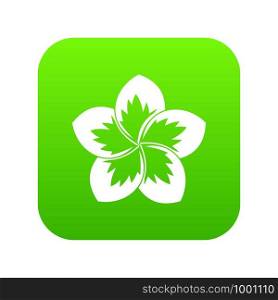 Frangipani flower icon digital green for any design isolated on white vector illustration. Frangipani flower icon digital green