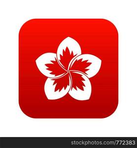 Frangipani flower icon digital red for any design isolated on white vector illustration. Frangipani flower icon digital red