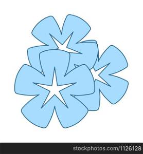 Frangipani Flower Icon. Thin Line With Blue Fill Design. Vector Illustration.