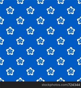 Frangipani flower pattern repeat seamless in blue color for any design. Vector geometric illustration. Frangipani flower pattern seamless blue