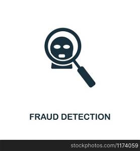 Fraud Detection icon. Monochrome style design from fintech collection. UX and UI. Pixel perfect fraud detection icon. For web design, apps, software, printing usage.. Fraud Detection icon. Monochrome style design from fintech icon collection. UI and UX. Pixel perfect fraud detection icon. For web design, apps, software, print usage.