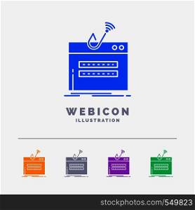 fraud, internet, login, password, theft 5 Color Glyph Web Icon Template isolated on white. Vector illustration. Vector EPS10 Abstract Template background