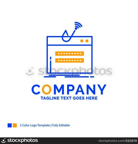 fraud, internet, login, password, theft Blue Yellow Business Logo template. Creative Design Template Place for Tagline.