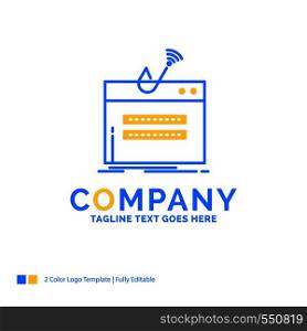 fraud, internet, login, password, theft Blue Yellow Business Logo template. Creative Design Template Place for Tagline.