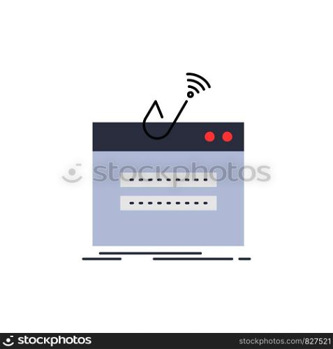 fraud, internet, login, password, theft Flat Color Icon Vector
