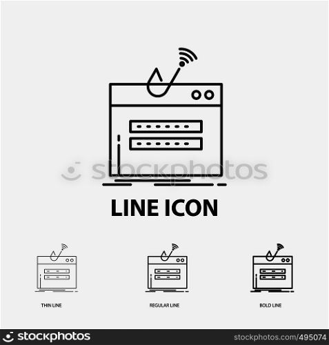 fraud, internet, login, password, theft Icon in Thin, Regular and Bold Line Style. Vector illustration. Vector EPS10 Abstract Template background