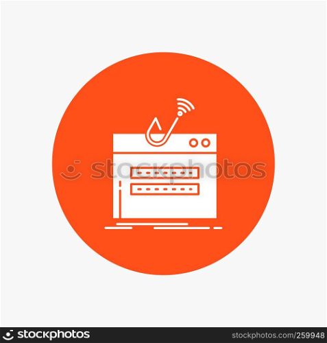 fraud, internet, login, password, theft White Glyph Icon in Circle. Vector Button illustration