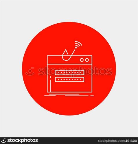 fraud, internet, login, password, theft White Line Icon in Circle background. vector icon illustration. Vector EPS10 Abstract Template background