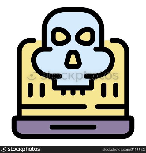 Fraud laptop security icon. Outline fraud laptop security vector icon color flat isolated. Fraud laptop security icon color outline vector
