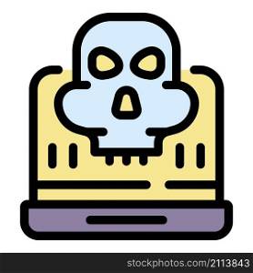Fraud laptop security icon. Outline fraud laptop security vector icon color flat isolated. Fraud laptop security icon color outline vector