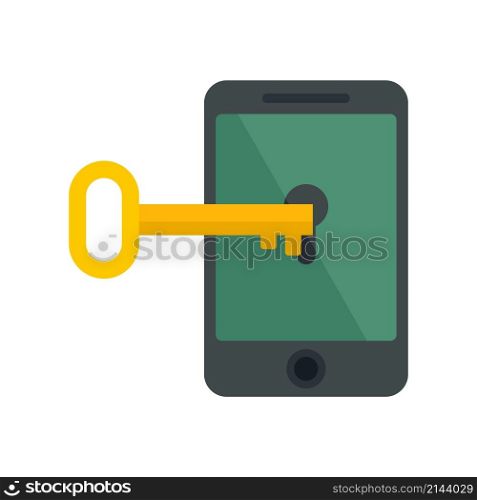 Fraud locked phone icon. Flat illustration of fraud locked phone vector icon isolated on white background. Fraud locked phone icon flat isolated vector