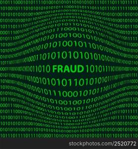 Fraud matrix style background bulge word fraud foreground crumbling numbers