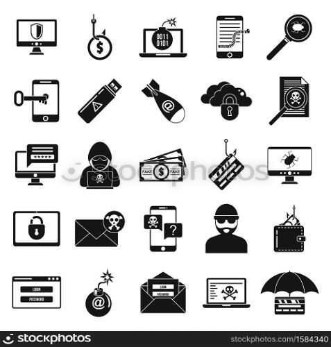 Fraud security icons set. Simple set of fraud security vector icons for web design on white background. Fraud security icons set, simple style