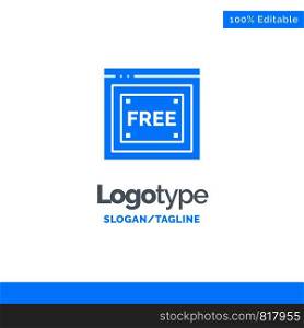 Free Access, Internet, Technology, Free Blue Solid Logo Template. Place for Tagline