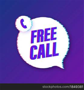 Free call. Information technology. Telephone glitch icon. Customer service. Vector stock illustration. Free call. Information technology. Telephone glitch icon. Customer service. Vector stock illustration.