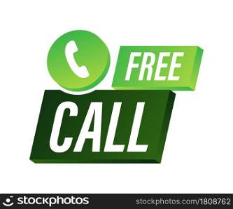 Free call. Information technology. Telephone icon. Customer service. Vector stock illustration. Free call. Information technology. Telephone icon. Customer service. Vector stock illustration.