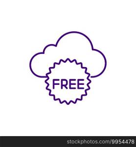 Free cloud storage RGB color icon. Storing data online. Free trial without credit card info. Paying more for additional storage. File sharing and syncing. Free plan offer. Isolated vector illustration. Free cloud storage RGB color icon