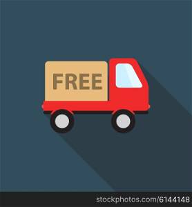 Free Delivery Icon with Long Shadow, Vector Illustration Eps10